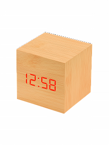 Часы электронные настольные, будильник и термометр от сети деревянные VST 869-1 Светлое дерево